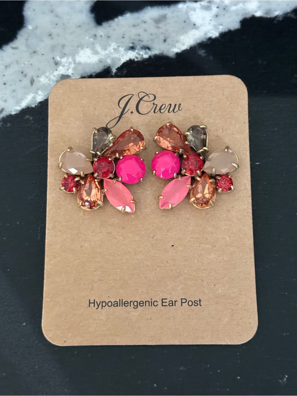 J. Crew Multi-Pink Crystal Cluster Stud Earrings